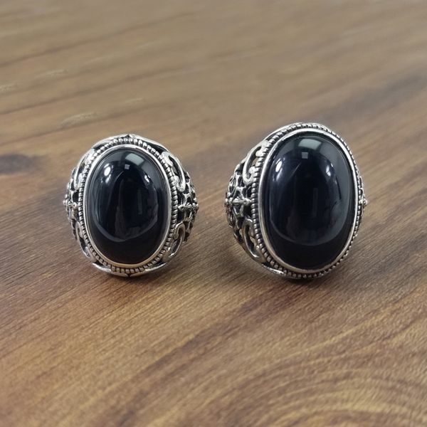 925 silver ring men's creative simple thai mouth black agate jewelry tj002 4wq4, Golden;silver
925 silver ring men's creative simple thai mouth black agate jewelry tj002 4wq4, Golden;silver