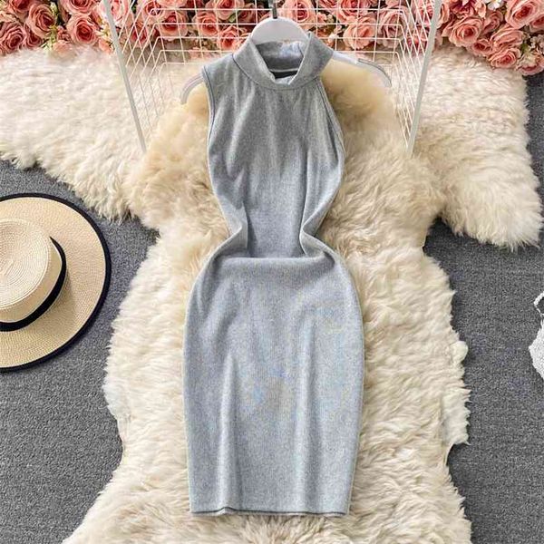 one shoulder sleeveless knit bodycon mini dress women summer stand collar slim pullovers fashion streetwear skinny vestidos 210603, Black;gray
one shoulder sleeveless knit bodycon mini dress women summer stand collar slim pullovers fashion streetwear skinny vestidos 210603, Black;gray