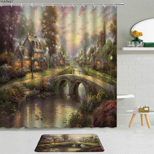 shower curtains 2pcs fantasy rural curtain woods bridge countryside watercolor night view bathroom decor non-slip bath mat set
shower curtains 2pcs fantasy rural curtain woods bridge countryside watercolor night view bathroom decor non-slip bath mat set