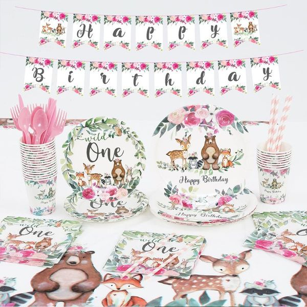 disposable dinnerware wedding birthday kid party tableware set cake paper dishes cups spoons napkin banner decorations supplies