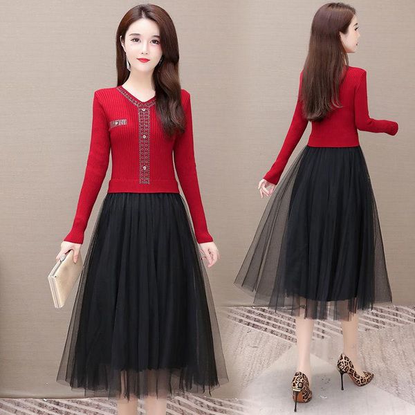 casual dresses long sleeve knitted dress women 2021 autumn winter korean ladies fake two gauze v-neck knit sweater female vestidos, Black;gray
casual dresses long sleeve knitted dress women 2021 autumn winter korean ladies fake two gauze v-neck knit sweater female vestidos, Black;gray