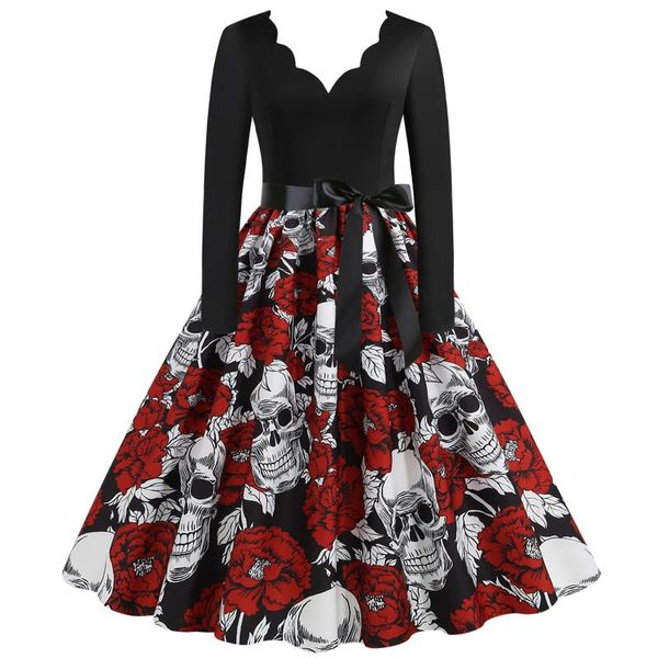 casual dresses women long sleeve dress 2021 halloween skull pumpkin print knee-length v neck bow tie evening party robe femme, Black;gray
casual dresses women long sleeve dress 2021 halloween skull pumpkin print knee-length v neck bow tie evening party robe femme, Black;gray