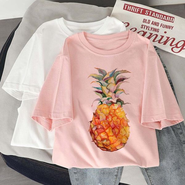 women's t-shirt 2021 summer short sleeve kawaii funny pineapple print t shirt women o-neck harajuku casual korean fashion female tee cl, White
women's t-shirt 2021 summer short sleeve kawaii funny pineapple print t shirt women o-neck harajuku casual korean fashion female tee cl, White