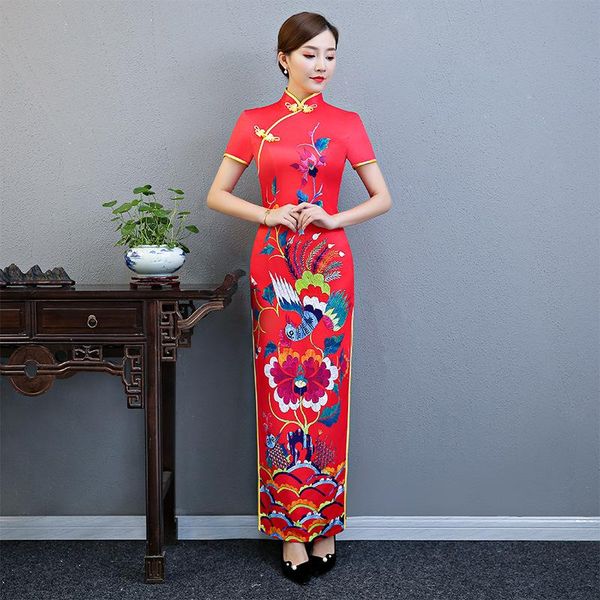 elegant orientale women handmade button satin phoenix flower prined qipao chinese mandarin collar cheongsam oversize 5xl ethnic clothing, Red
elegant orientale women handmade button satin phoenix flower prined qipao chinese mandarin collar cheongsam oversize 5xl ethnic clothing, Red