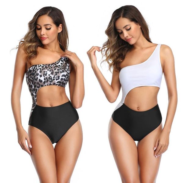 women's one shoulder open back bikini swimsuit high waist swimwear tankini sport bandeau bathing suit summer, White;black
women's one shoulder open back bikini swimsuit high waist swimwear tankini sport bandeau bathing suit summer, White;black
