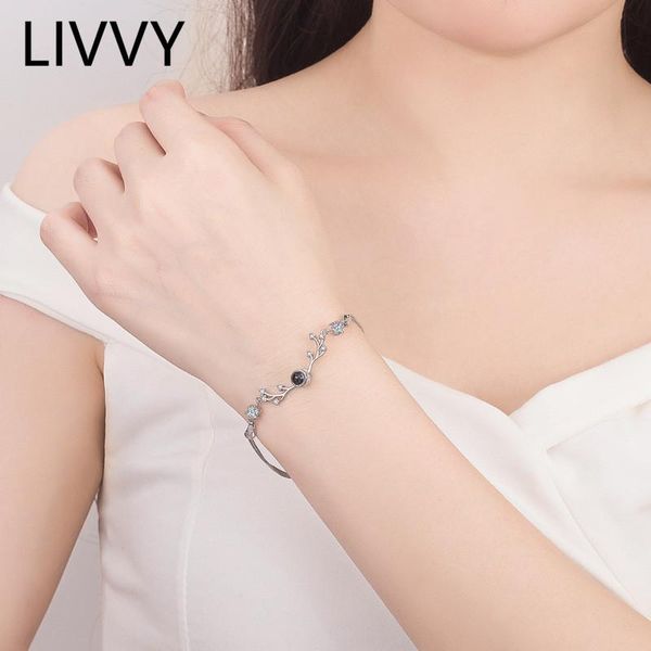 link, chain livvy silver color fashion elk bracelet for women girl adjustable animal antlers bangles fine jewelry gifts, Black
link, chain livvy silver color fashion elk bracelet for women girl adjustable animal antlers bangles fine jewelry gifts, Black