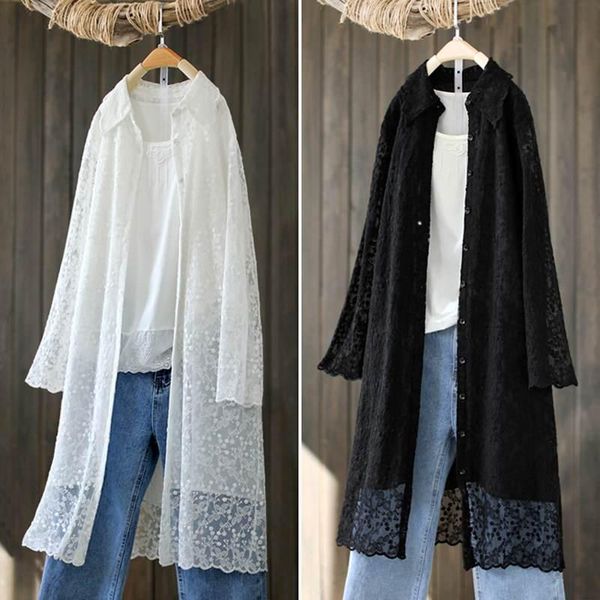 women's blouses & shirts summer blouse 2021 zanzea bohemian lace casual 3/4 sleeve blusas female solid long tunic plus size cardigan 5, White
women's blouses & shirts summer blouse 2021 zanzea bohemian lace casual 3/4 sleeve blusas female solid long tunic plus size cardigan 5, White