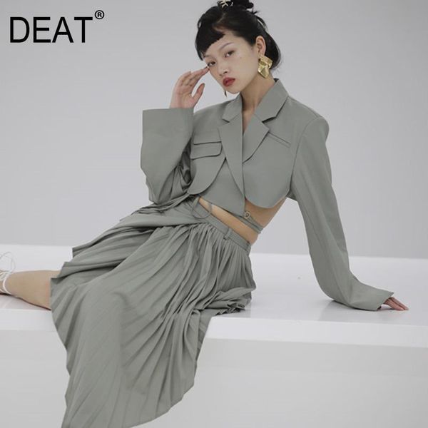 women's suits & blazers deat 2021 summer and spring full sleeves circle cut spliced pocket high waist single blazer sashes female w, White;black
women's suits & blazers deat 2021 summer and spring full sleeves circle cut spliced pocket high waist single blazer sashes female w, White;black