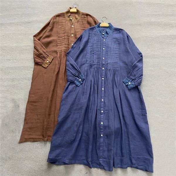 johnature 2021 autumn vintage linen loose women dresses japanese solid color single-breasted shirred female dress casual, Black;gray
johnature 2021 autumn vintage linen loose women dresses japanese solid color single-breasted shirred female dress casual, Black;gray