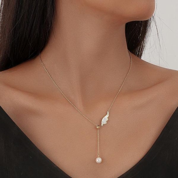 pendant necklaces fashion delicate angel wing shell charm necklace for women zircon tassel moon chain clavicle gift jewelry, Silver
pendant necklaces fashion delicate angel wing shell charm necklace for women zircon tassel moon chain clavicle gift jewelry, Silver