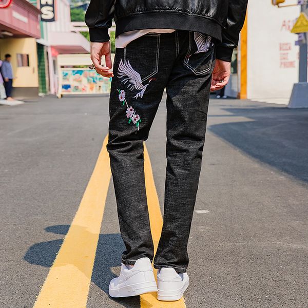 jeans high street japanese embroidery cranes mens straight trouser hip hop streetwear casual joggers denim, Blue
jeans high street japanese embroidery cranes mens straight trouser hip hop streetwear casual joggers denim, Blue