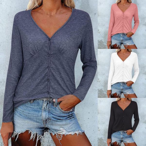 women's blouses & shirts fashion buttons cardigan blouse loose v-neck tee female women long sleeve shirt blusas femininas clothing pul, White
women's blouses & shirts fashion buttons cardigan blouse loose v-neck tee female women long sleeve shirt blusas femininas clothing pul, White