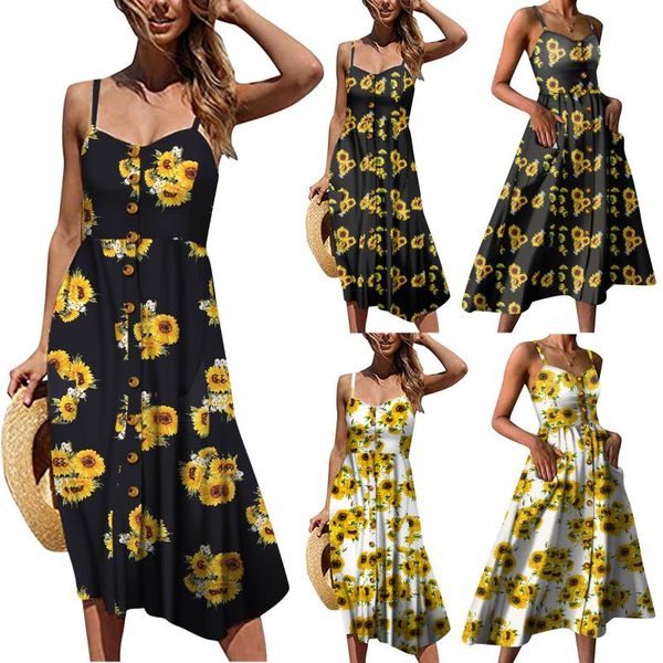 casual dresses sunflower print beach maxi for women spaghetti strap summer bohemian button down swing pockets long shirt dress, Black;gray
casual dresses sunflower print beach maxi for women spaghetti strap summer bohemian button down swing pockets long shirt dress, Black;gray