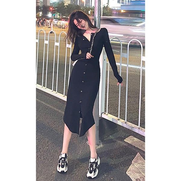casual dresses real s 2021 fashion slim temperament bag hip split long sleeve bottoming dress, Black;gray
casual dresses real s 2021 fashion slim temperament bag hip split long sleeve bottoming dress, Black;gray