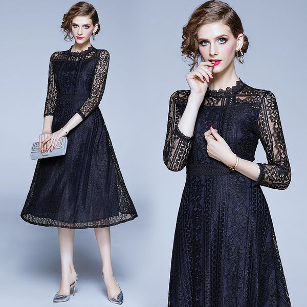 boutique dress women's quarter sleeve slim waist high end lace in spring and autumn of 2021, Black;pink
boutique dress women's quarter sleeve slim waist high end lace in spring and autumn of 2021, Black;pink