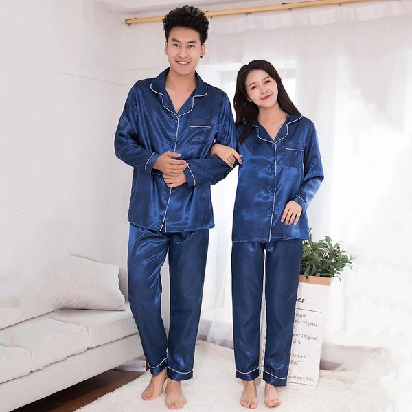 pajamas men side satine set mode nightwear couple effen color long mouw pak, Black;brown
pajamas men side satine set mode nightwear couple effen color long mouw pak, Black;brown