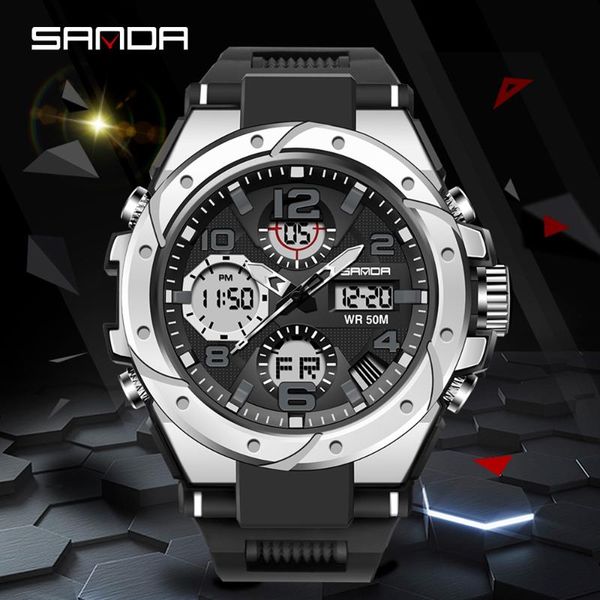 wristwatches sanda fashion dual display quartz wristwatch men's watches waterproof military sport watch for male clock relogios masculi, Slivery;brown
wristwatches sanda fashion dual display quartz wristwatch men's watches waterproof military sport watch for male clock relogios masculi, Slivery;brown