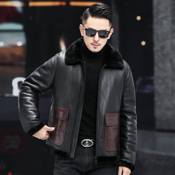 men's leather & faux 2021 winter natural fur jacket men genuine coat short warm thick fashion jackets clothing chaquetas hombre wpy4485, Black
men's leather & faux 2021 winter natural fur jacket men genuine coat short warm thick fashion jackets clothing chaquetas hombre wpy4485, Black