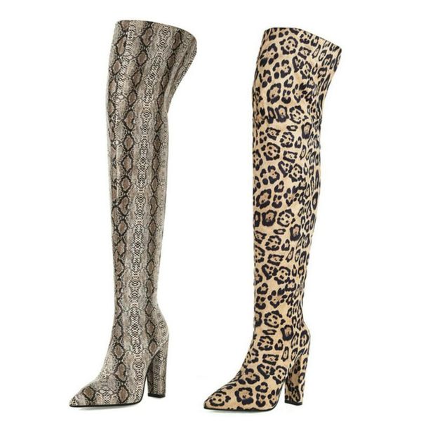 winter women over the knee boots fashion snake print leopard ladies thigh pointed toe square high heel women's shoes, Black
winter women over the knee boots fashion snake print leopard ladies thigh pointed toe square high heel women's shoes, Black