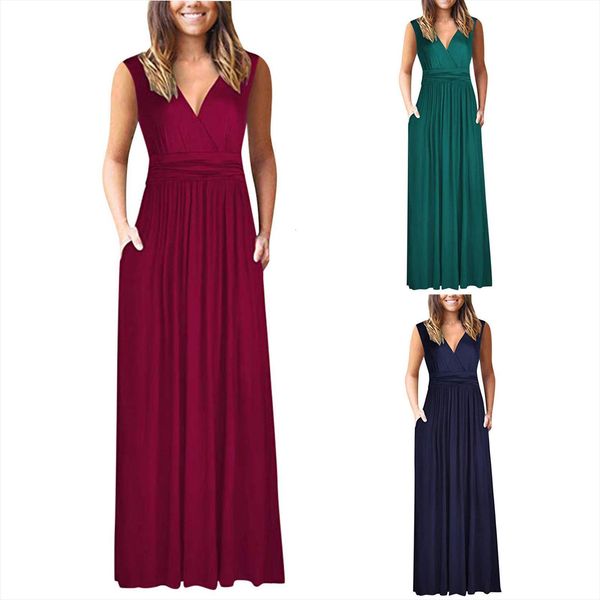 summer casual sleeveless v neck women dress solid slim beach plus size dresses pocket long, Black;gray
summer casual sleeveless v neck women dress solid slim beach plus size dresses pocket long, Black;gray