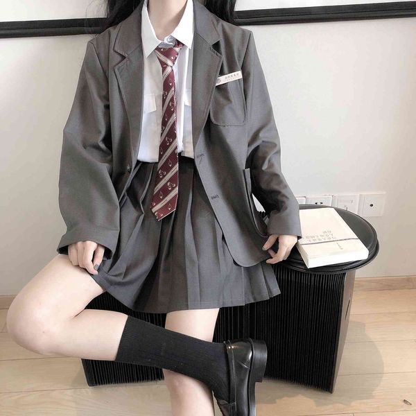 two piece dress female dying japanese suit, solid colored suit with an indented palm, jacket and pleated skirt, autumn sets bxyp, White
two piece dress female dying japanese suit, solid colored suit with an indented palm, jacket and pleated skirt, autumn sets bxyp, White