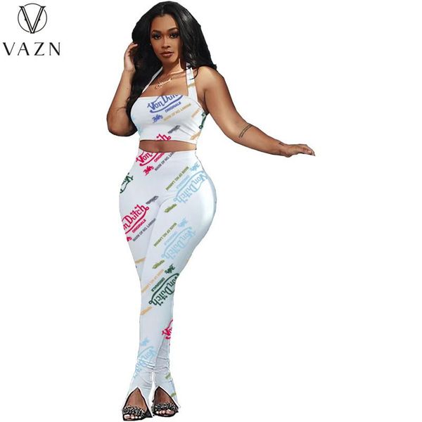 women's two piece pants vazn 2021 summer women girl style sets sleeveless short elastic long printed 3 color, White
women's two piece pants vazn 2021 summer women girl style sets sleeveless short elastic long printed 3 color, White