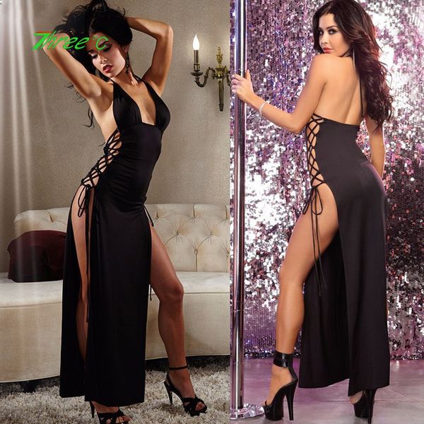 black dress deep-v neck straps bandage long dress nightclub dancewear cocktail partywear erotic lingerie, Black;white
black dress deep-v neck straps bandage long dress nightclub dancewear cocktail partywear erotic lingerie, Black;white