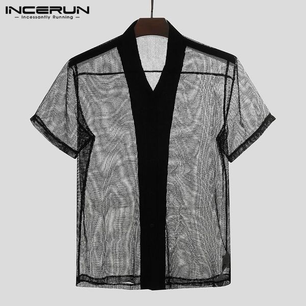 men fashion mesh shirts casual short sleeve lapel summer see through blouse party nightclub s-5xl men's, White;black
men fashion mesh shirts casual short sleeve lapel summer see through blouse party nightclub s-5xl men's, White;black