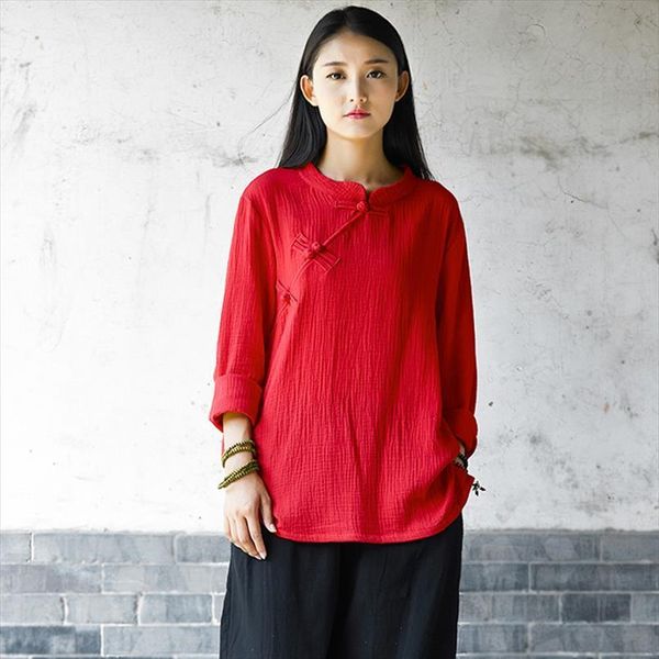 chinese style cotton long sleeve womens blouses autumn red white casual vintage original design b140
chinese style cotton long sleeve womens blouses autumn red white casual vintage original design b140