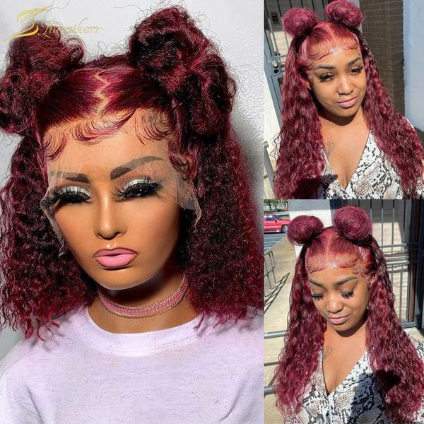 lace wigs short wig bob red burgundy 99j color curly front human hair loose water deep wave frontal preplucked hairline 13x6, Black;brown
lace wigs short wig bob red burgundy 99j color curly front human hair loose water deep wave frontal preplucked hairline 13x6, Black;brown