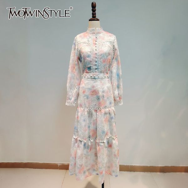 print patchwork lace set for women stand collar long sleeve shirt high waist embroidery skirt vintage sets female 210423, White
print patchwork lace set for women stand collar long sleeve shirt high waist embroidery skirt vintage sets female 210423, White