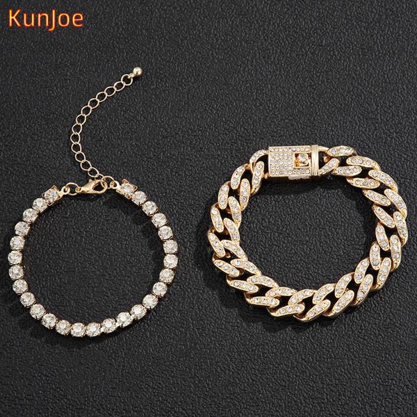kunjoe 2pcs/set luxury crystal cuban chain bracelet rhinestone paved punk hip hop charm bangle fashion women jewelry link,, Black
kunjoe 2pcs/set luxury crystal cuban chain bracelet rhinestone paved punk hip hop charm bangle fashion women jewelry link,, Black