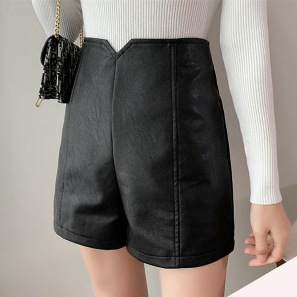 women's shorts autumn england style vintage leather high waist pu women casual feminino plus size girls short pants, White;black
women's shorts autumn england style vintage leather high waist pu women casual feminino plus size girls short pants, White;black