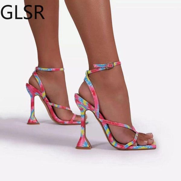 women high heels shoes peep toe short sandals tie-dye buckle strap strappy heel, Black
women high heels shoes peep toe short sandals tie-dye buckle strap strappy heel, Black
