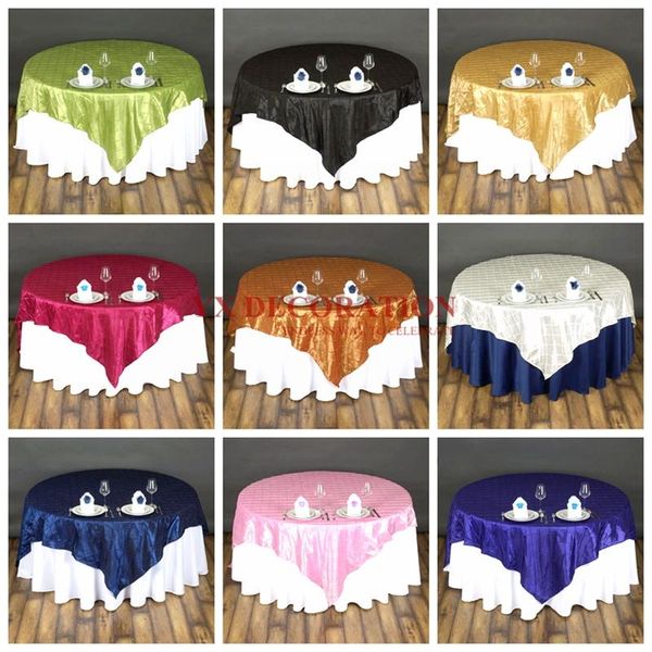table cloth 1pcs 72"x72" taffeta pintuck tablecloth overlay for banquet event wedding decoration