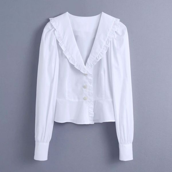 spring women v neck button decoration white shirt female puff sleeve blouse casual lady loose blusas s8665 210430
spring women v neck button decoration white shirt female puff sleeve blouse casual lady loose blusas s8665 210430