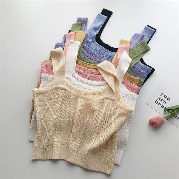 knitted sleeveless cute women tank crop summer solid color wide strap square neck diamond pattern knit, White
knitted sleeveless cute women tank crop summer solid color wide strap square neck diamond pattern knit, White