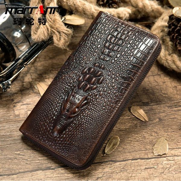 wallets men's alligators carteras thin mens wallet pu leather clutch made of crocodile pattern long purse, Red;black