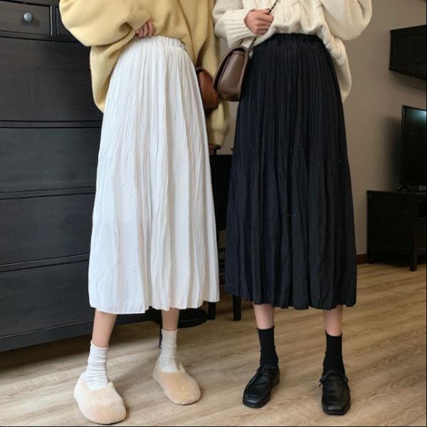 women skirts draped rib pleated skirt elastic high waist long female autumn ladies quality midi saia, Black
women skirts draped rib pleated skirt elastic high waist long female autumn ladies quality midi saia, Black