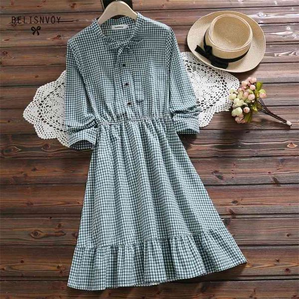 autumn spring women elegant dress bow collar cute plaid vintage female elbise leisure korean sweet mori girl ruffles 210520, Black;gray
autumn spring women elegant dress bow collar cute plaid vintage female elbise leisure korean sweet mori girl ruffles 210520, Black;gray