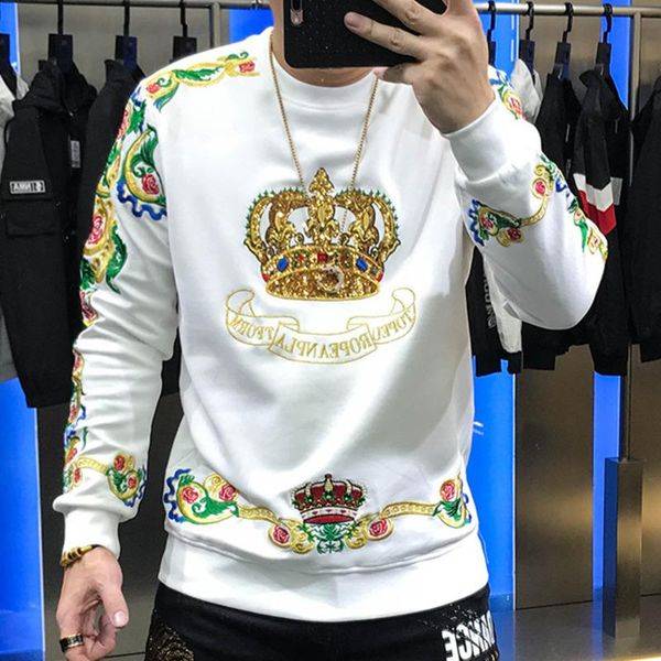 men's hoodies & sweatshirts baroque embroidery sweatshirt luxury gold black sequin crown men sudadera hombre club outwear sweat homme h
men's hoodies & sweatshirts baroque embroidery sweatshirt luxury gold black sequin crown men sudadera hombre club outwear sweat homme h