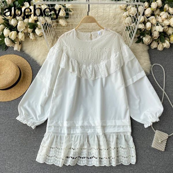 neck long puff sleeve midi summer dress holiday ruffles lace pleated women's club wear vestidos blouses & shirts, White
neck long puff sleeve midi summer dress holiday ruffles lace pleated women's club wear vestidos blouses & shirts, White