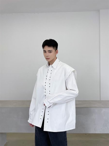 men's casual shirts spring and autumn korean nail craft fake two fashion trend all-match lapel long sleeve shirt, White;black
men's casual shirts spring and autumn korean nail craft fake two fashion trend all-match lapel long sleeve shirt, White;black