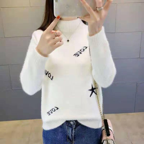 women's sweaters warm loose sweater women pullover embroidered long-sleeved short knitted base shirt top, White;black
women's sweaters warm loose sweater women pullover embroidered long-sleeved short knitted base shirt top, White;black