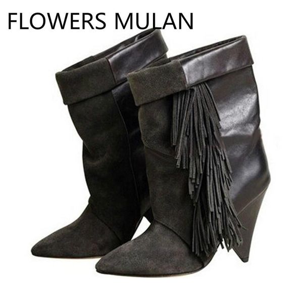 boots 2021 real leather black grey pointed toe ankle for women 8 cm high heel fringe tassel short ladies bota feminina
boots 2021 real leather black grey pointed toe ankle for women 8 cm high heel fringe tassel short ladies bota feminina