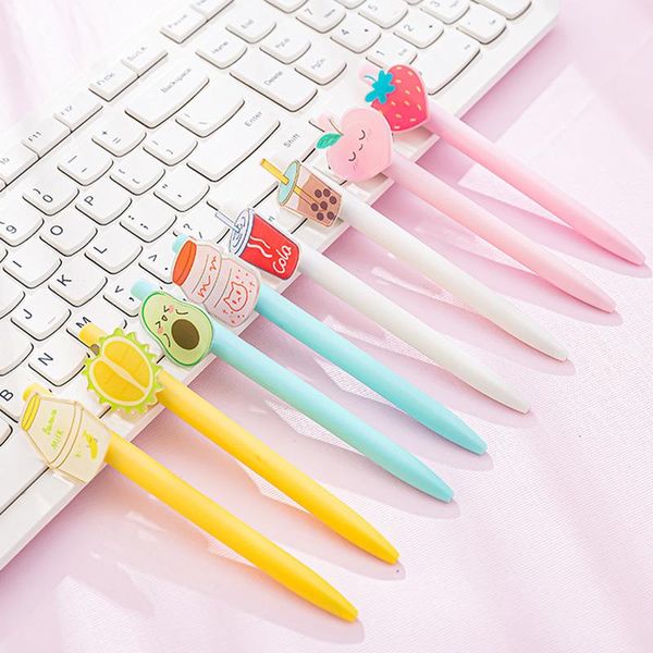 ballpoint pens cute drink and fruit pen set strawberry peach durian, Blue;orange