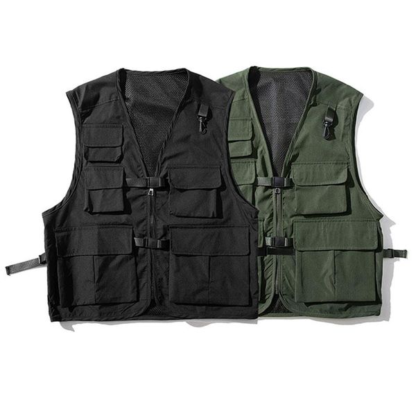 men's vests ins black army green sleeveless jacket vest men vintage street fashion casual loose waistcoat spring summer zipper coat, Black;white
men's vests ins black army green sleeveless jacket vest men vintage street fashion casual loose waistcoat spring summer zipper coat, Black;white