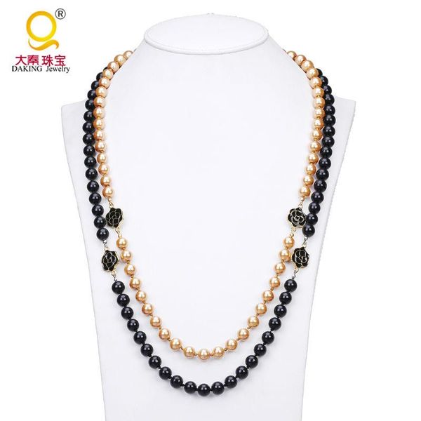 big pearl flower rhinstone necklace 9-10mm potato bead long two-tone color jewelry chains, Silver
big pearl flower rhinstone necklace 9-10mm potato bead long two-tone color jewelry chains, Silver
