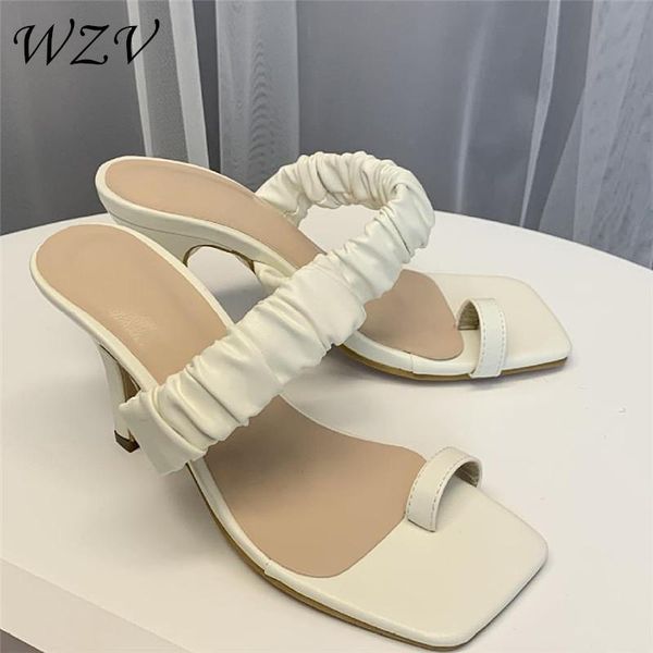 plus size 36-43 women's slippers square toe high heels white ring plicated summer women shoes s133, Black
plus size 36-43 women's slippers square toe high heels white ring plicated summer women shoes s133, Black