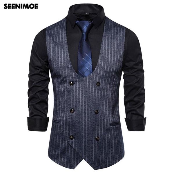 men's vests seenimoe mens casual waistcoat striped formal blazer m-3xl double breasted wedding suit vest, Black;white
men's vests seenimoe mens casual waistcoat striped formal blazer m-3xl double breasted wedding suit vest, Black;white